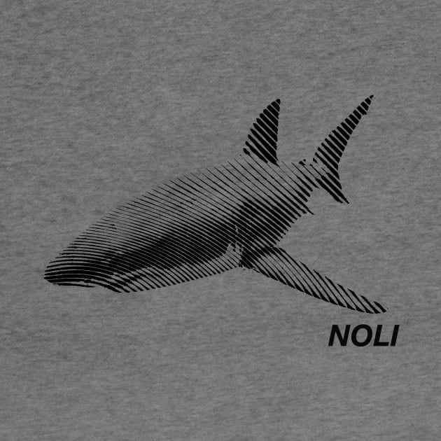 Minimalist black and white shark print by NorthOfLongIsland